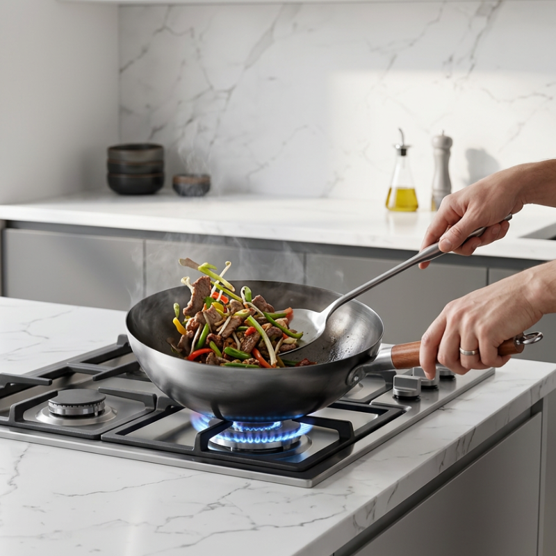 Le Shiretoko Schmiedeeisen-Wok 32 cm Maßangaben und Größenübersicht