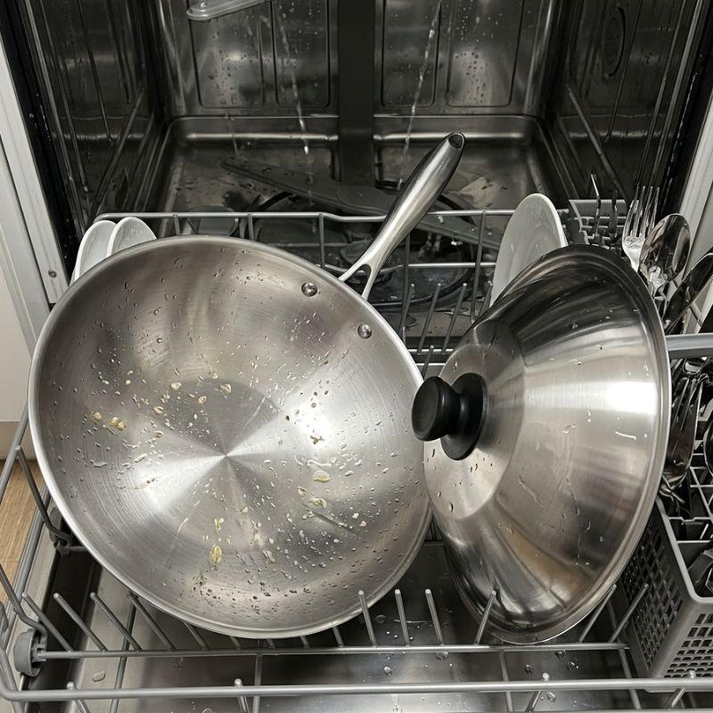 Le Ishizuchi Wok Edelstahl mit Deckel in stilvoller Geschenkverpackung