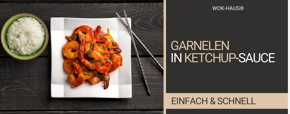 Garnelen in Ketchup-Sauce aus dem Wok (qiézhī xiā)