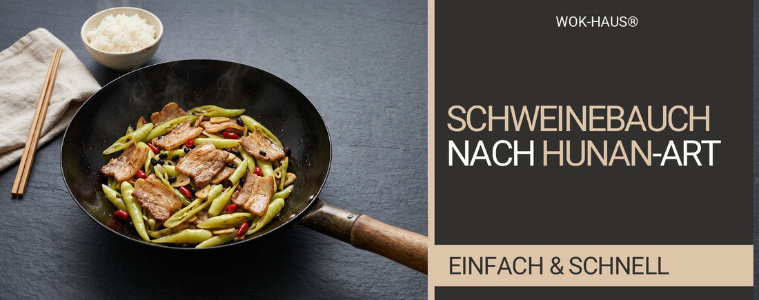 Hunan-Schweinebauch mit grünen Chilis und schwarzen Bohnen