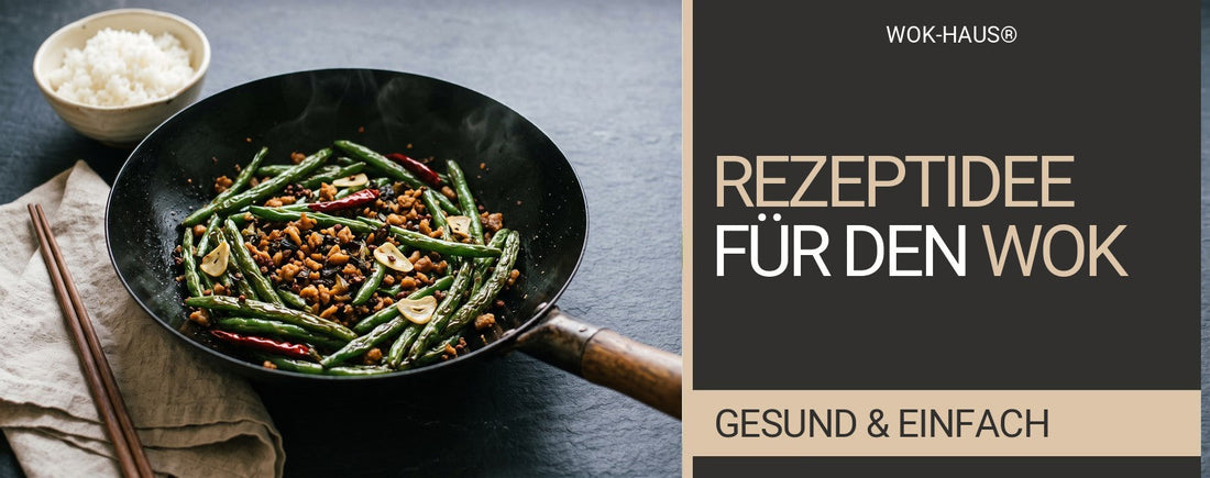 Grüne Bohnen nach Sichuan-Art mit Hackfleisch (gan bian si ji dou)