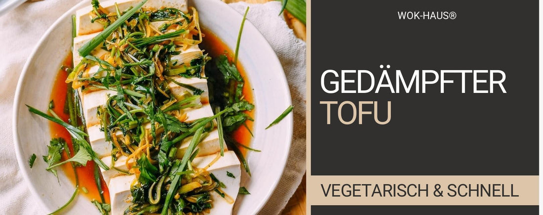 Gedämpfter Tofu auf kantonesische Art mit Ingwer und Frühlingszwiebeln