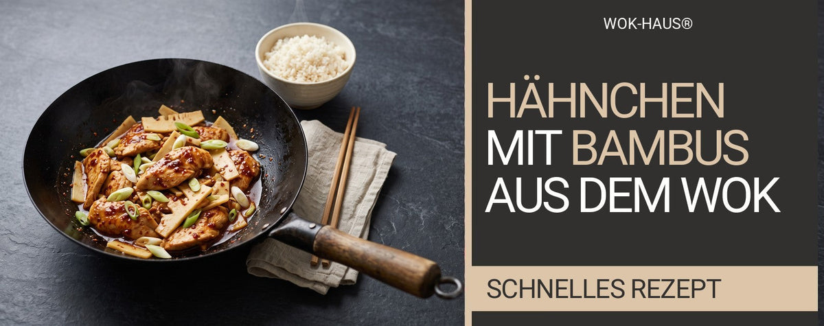 Hähnchen mit Bambussprossen und Sa-Cha-Sauce aus dem Wok