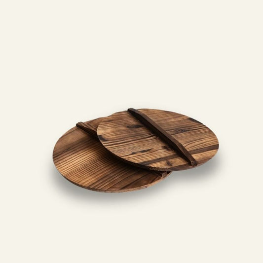 Le Ginsa Holzdeckel für Wok in natürlicher Vorderansicht