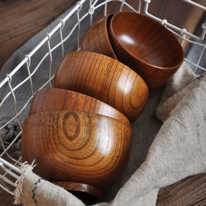 Le Biwi Holzschüssel Reis aus Akazienholz von oben fotografiert