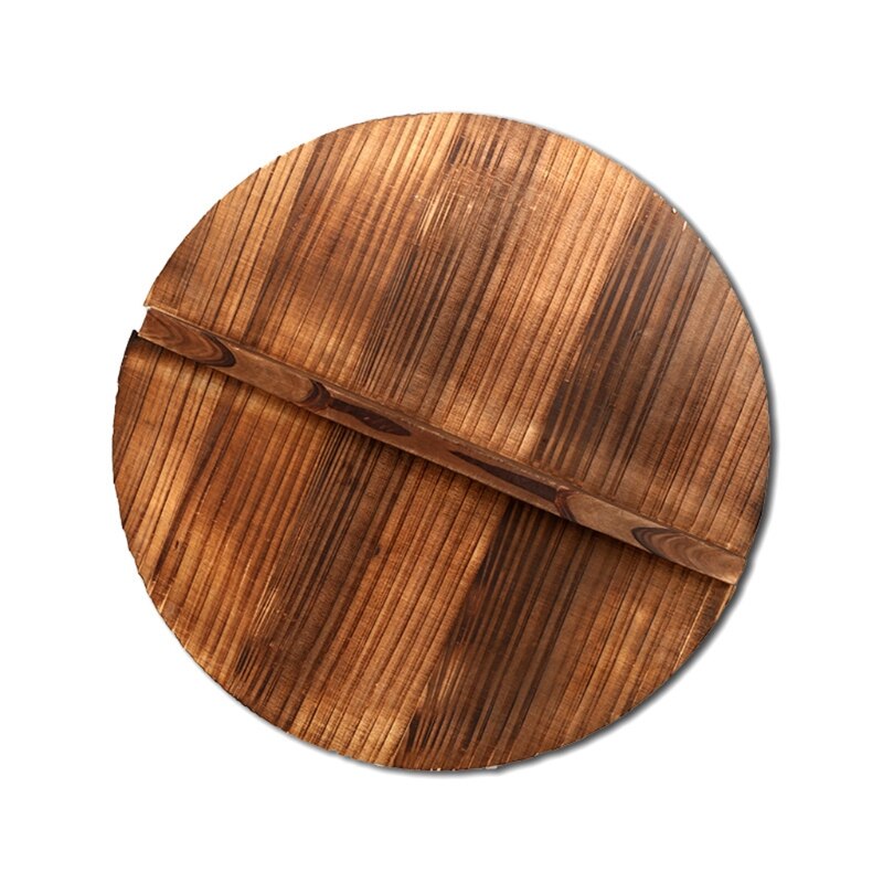 Le Kuju Holzdeckel für Wok auf Küchenarbeitsplatte mit Wok kombiniert