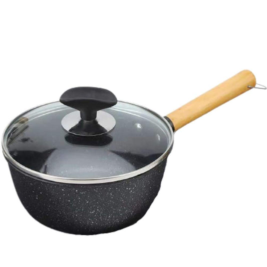 Le Yuki Kleiner Wok mit Deckel aus Aluminium in kompakter Vorderansicht