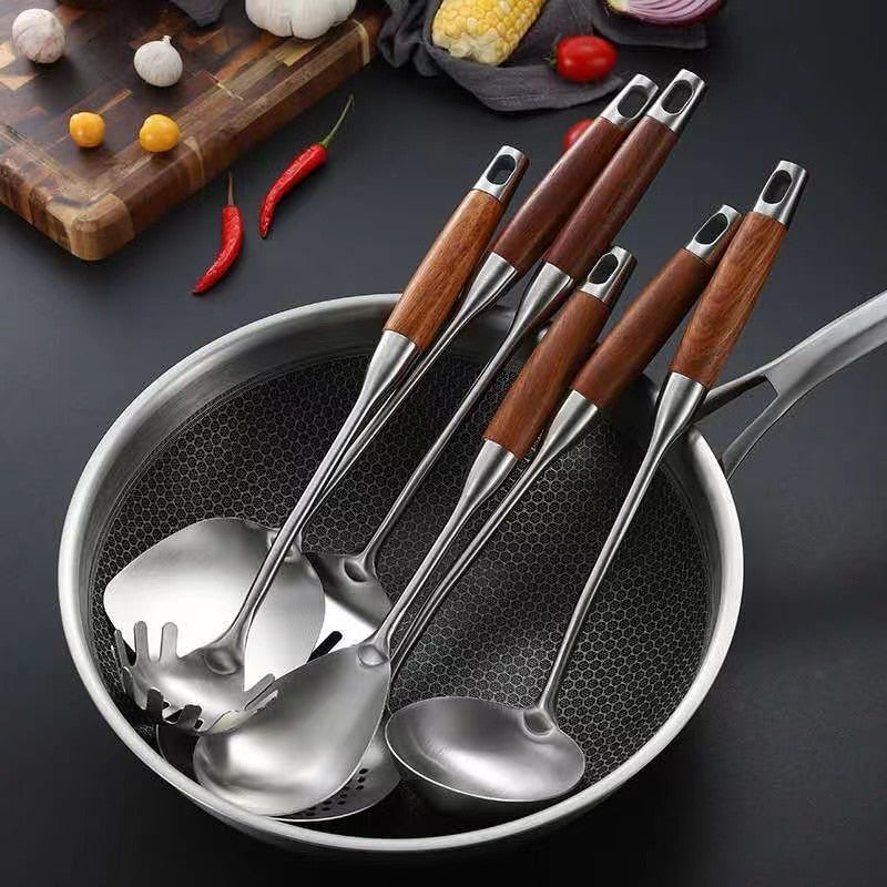 Le Mokano Wok Pfannenwender Set Edelstahl originalverpackt im Geschenkkarton