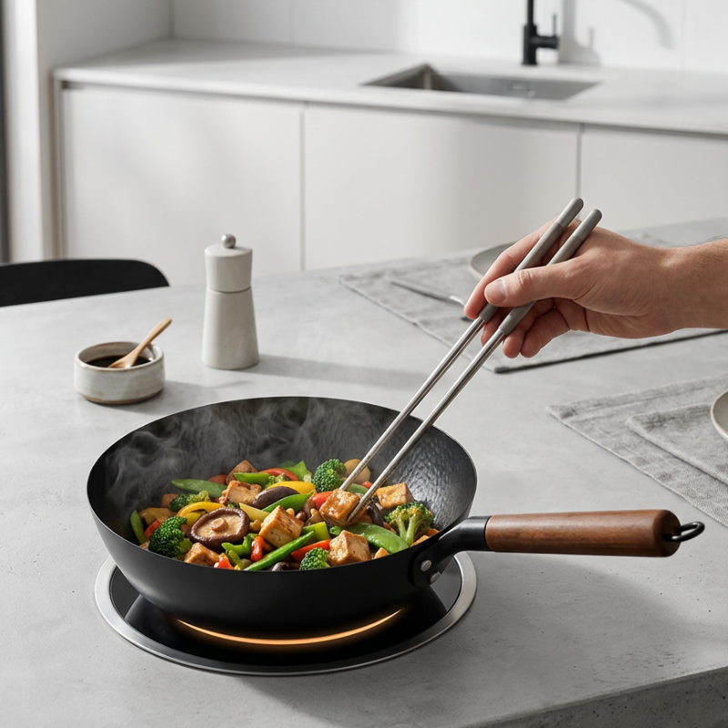 Le Rokko japanischer Wok mit fertigem Stir-Fry-Gericht serviert