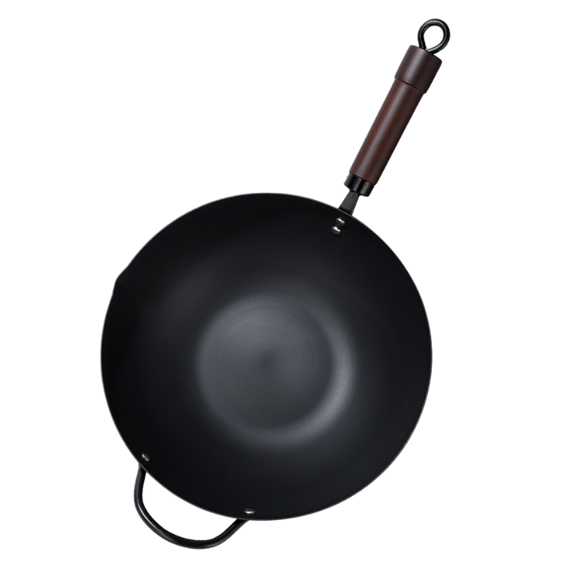 Le Ikari Eisen Wok Flacher Boden mit Lieferumfang und Karton