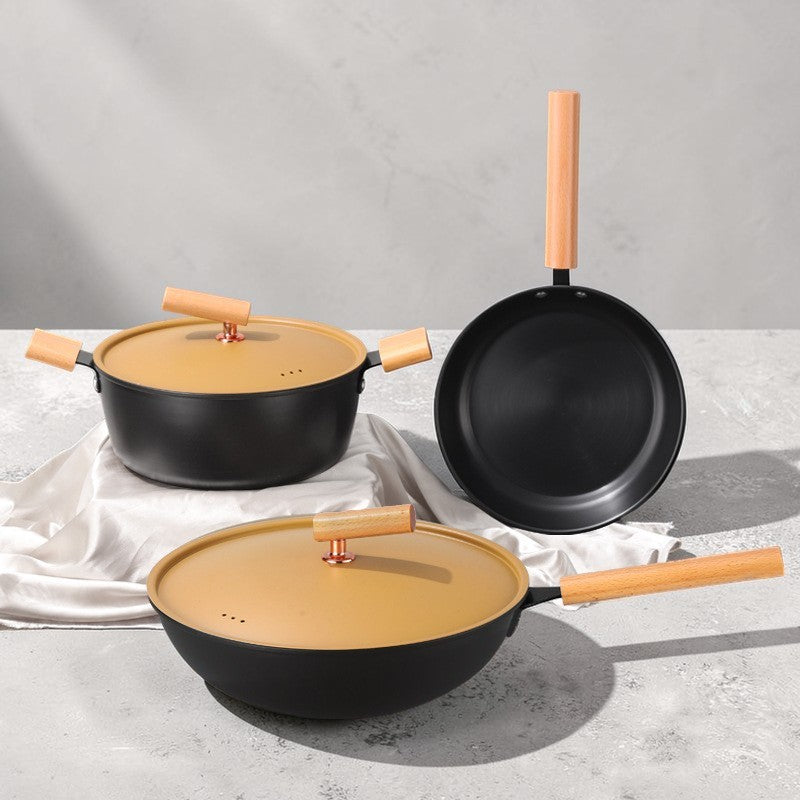 Le Sekiro Wok Pfanne Set – Detailansicht der robusten Antihaft-Oberfläche