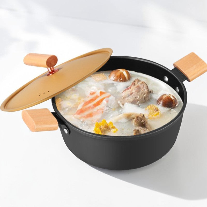 Le Sekiro Wok Pfanne Set aus Aluminium in seitlicher Profilansicht