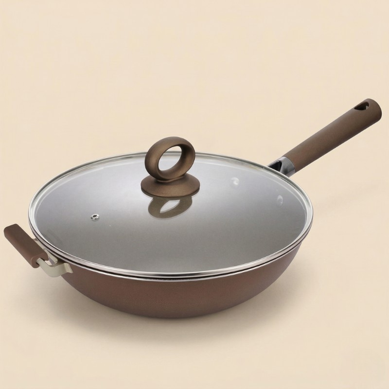 Le Hinoka Wok mit langem Stielgriff im Detail