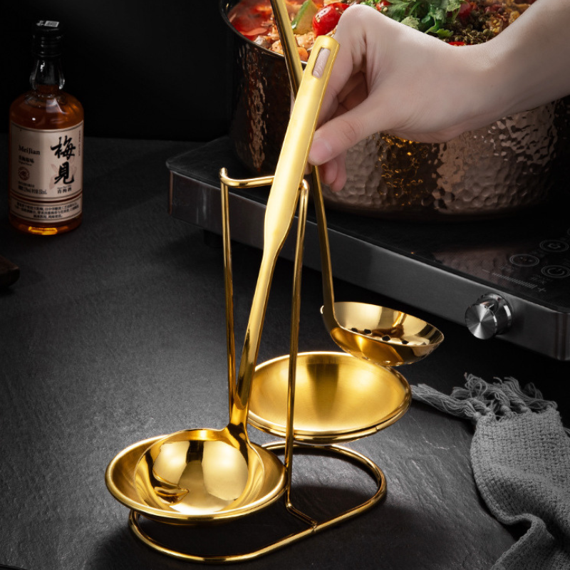 Le Sukami Kochlöffelhalter Edelstahl mit Tropfschalen Detail des Auffangbeckens