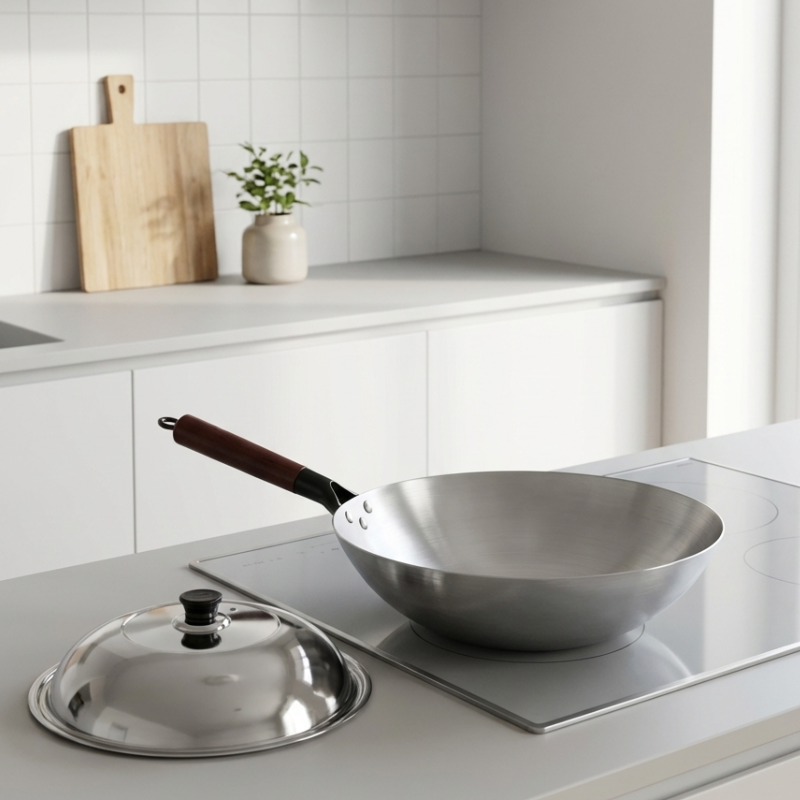 Le Pankon Carbonstahl-Wok mit Induktionsboden in Originalverpackung