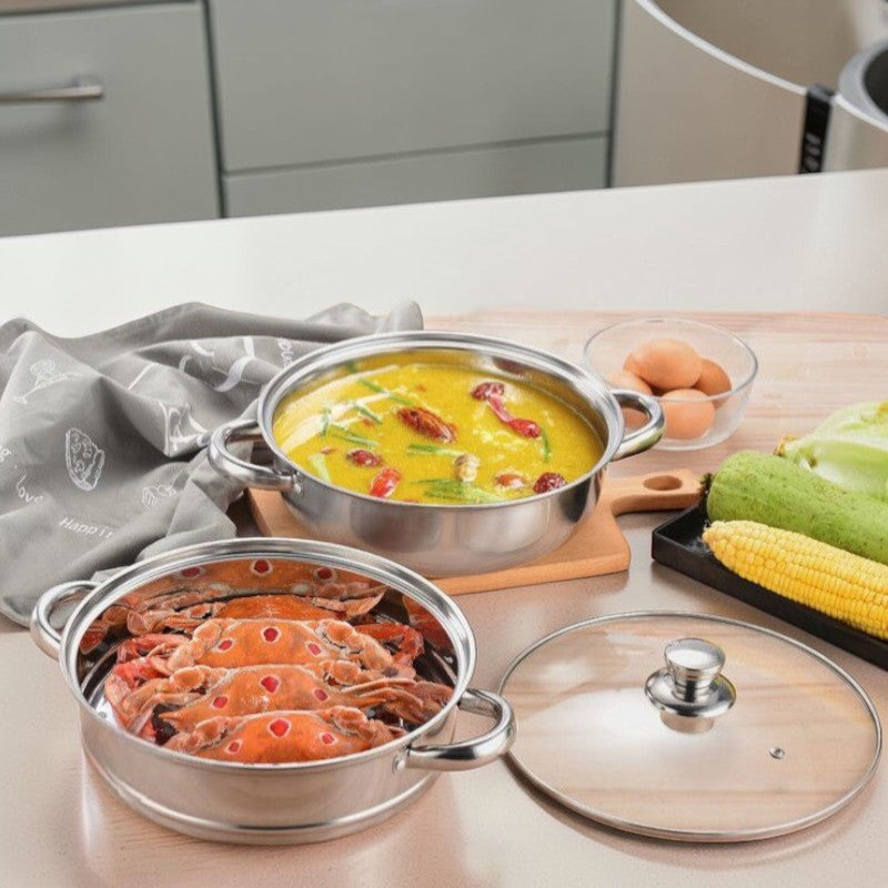 Le Senami Wok Set Lieferumfang mit Deckel und Zubehör