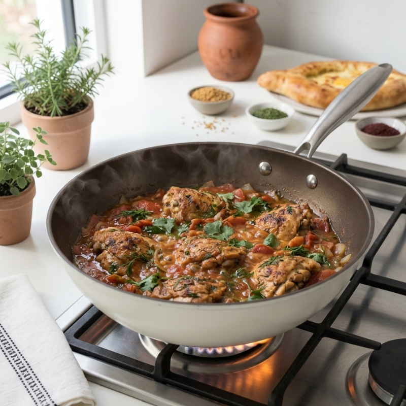 Le Yorano PFOA Free Wok mit Pfannenwender und Untersetzer im Set
