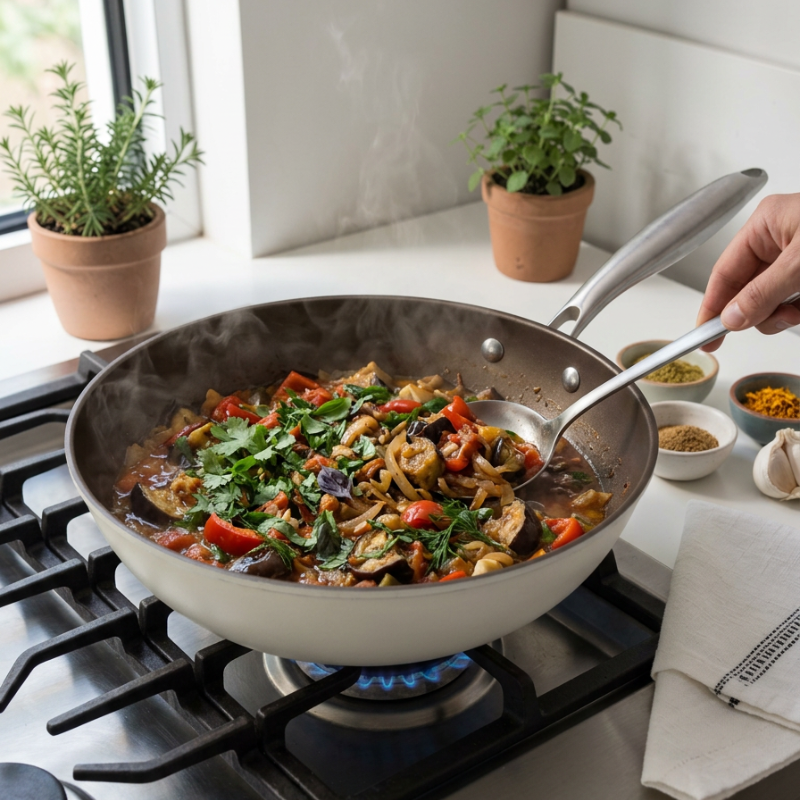 Le Yorano PFOA Free Wok – Detail des induktionsgeeigneten Bodens