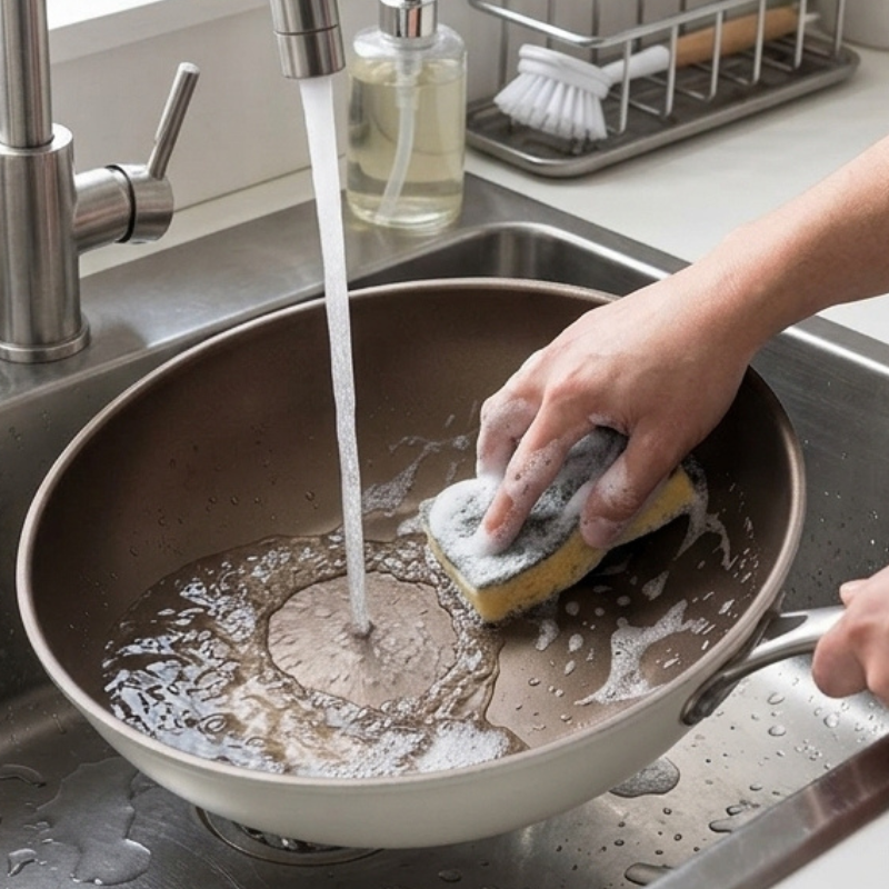 Le Yorano PFOA Free Wok aus Aluminium stilvoll in Küchenumgebung
