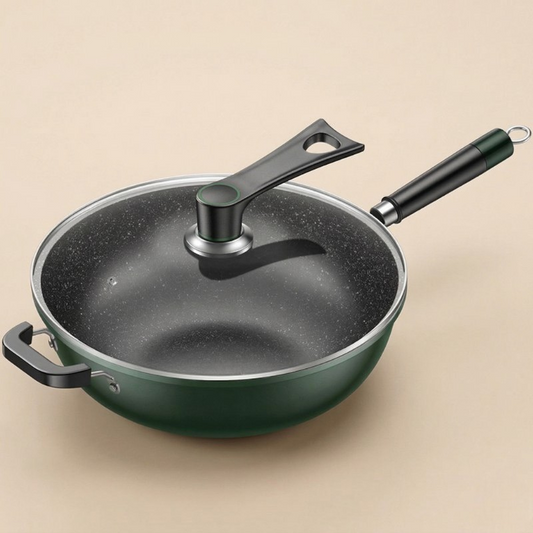 Le Nakimi Gesunde Wok Pfanne aus Aluminium in zentrierter Vorderansicht