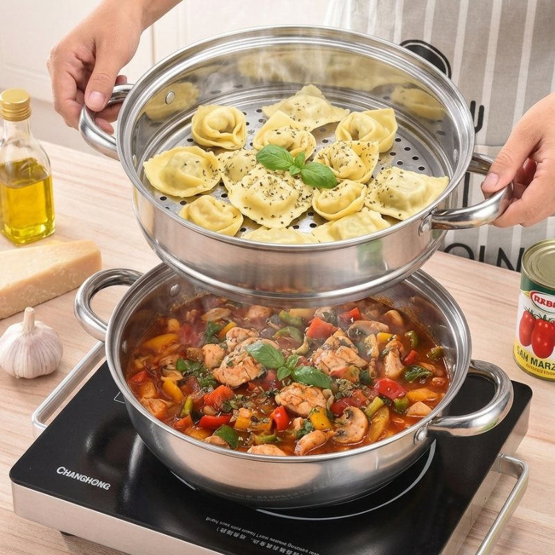 Le Senami Wok Set Innenansicht mit eingebrannter Patina