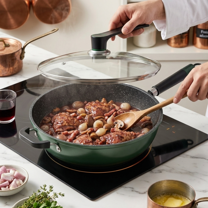 Le Nakimi Gesunde Wok Pfanne aus Aluminium im Größenvergleich