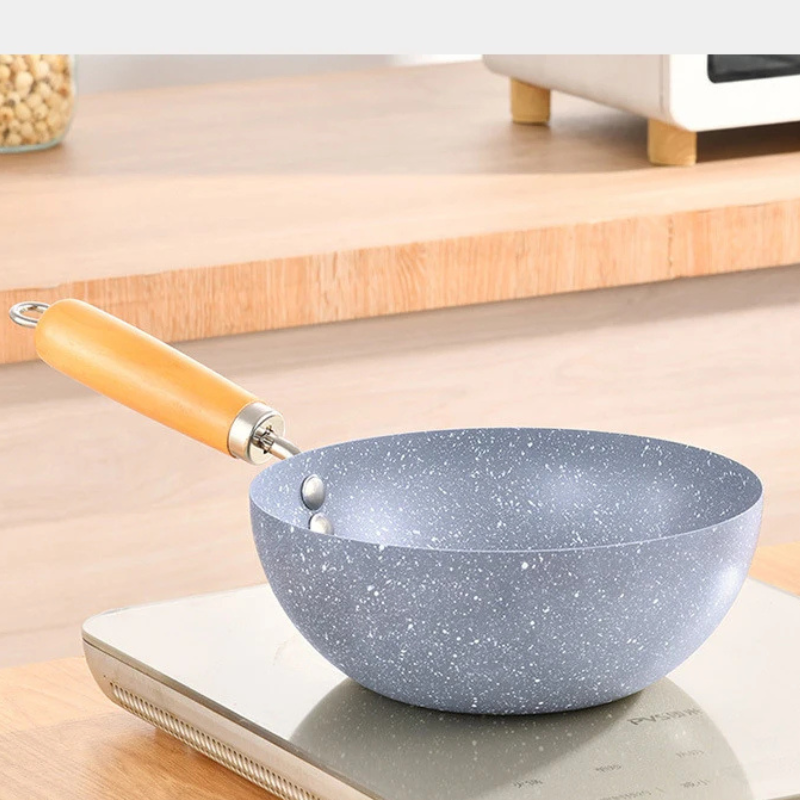 Le Sanome Induktions Mini Wok 20 cm Draufsicht mit Antihaftbeschichtung