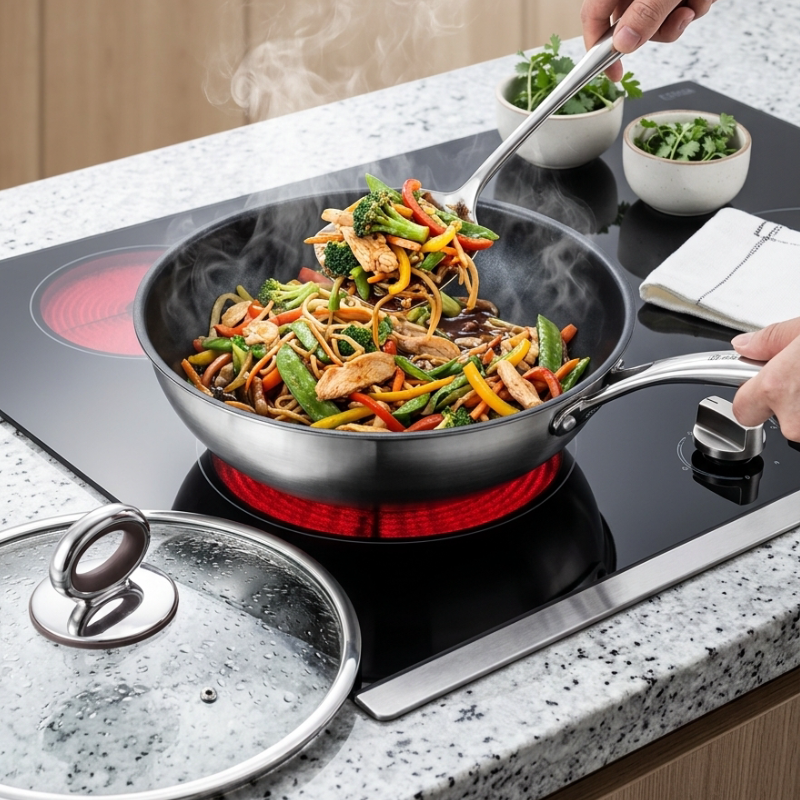 Le Tsumio Profi Wok Induktion mit komplettem Lieferumfang in Verpackung