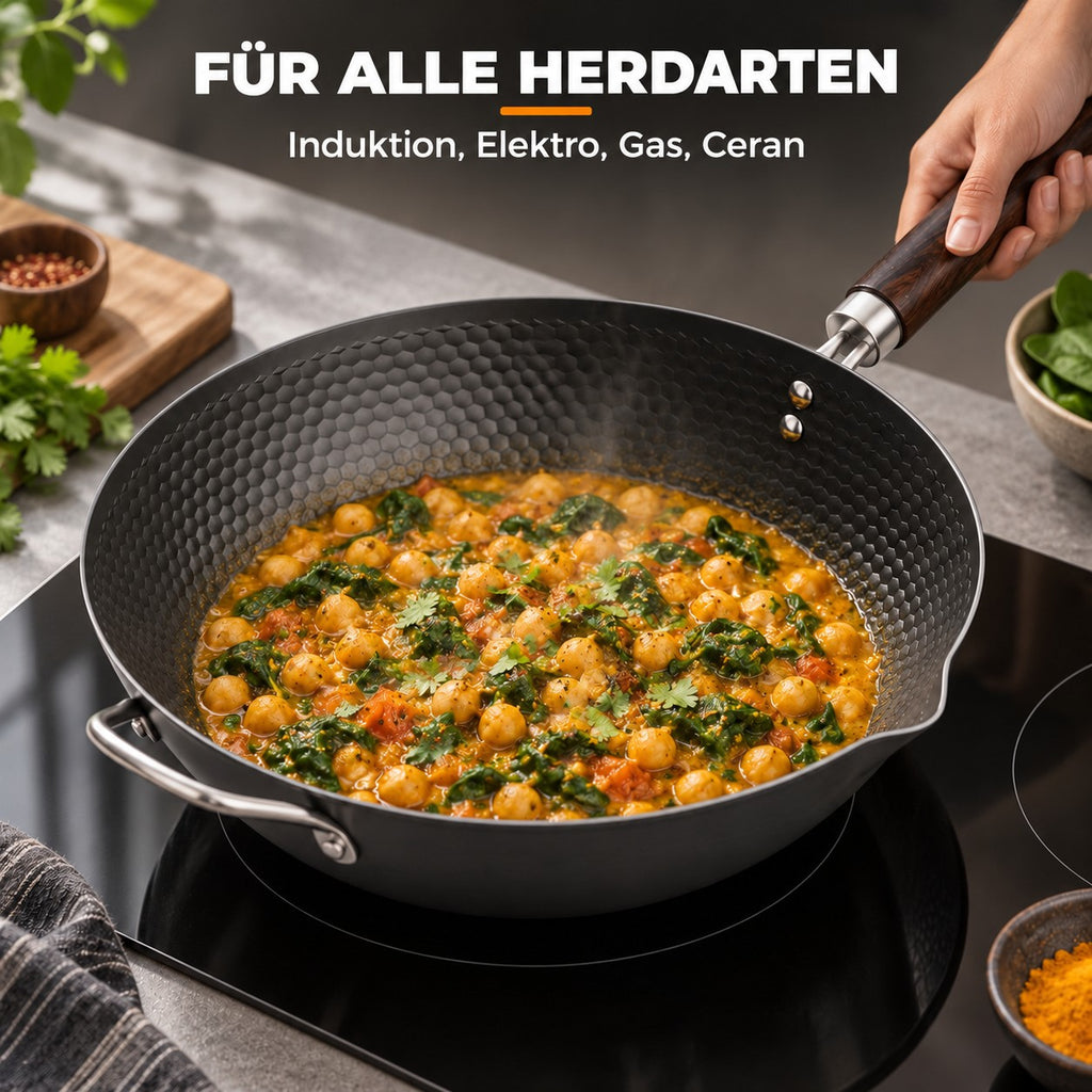Le Sayumi – Antihaft-Wok ohne PFOA, FÜR ALLE HERDARTEN: Induktion, Elektro, Gas, Ceran