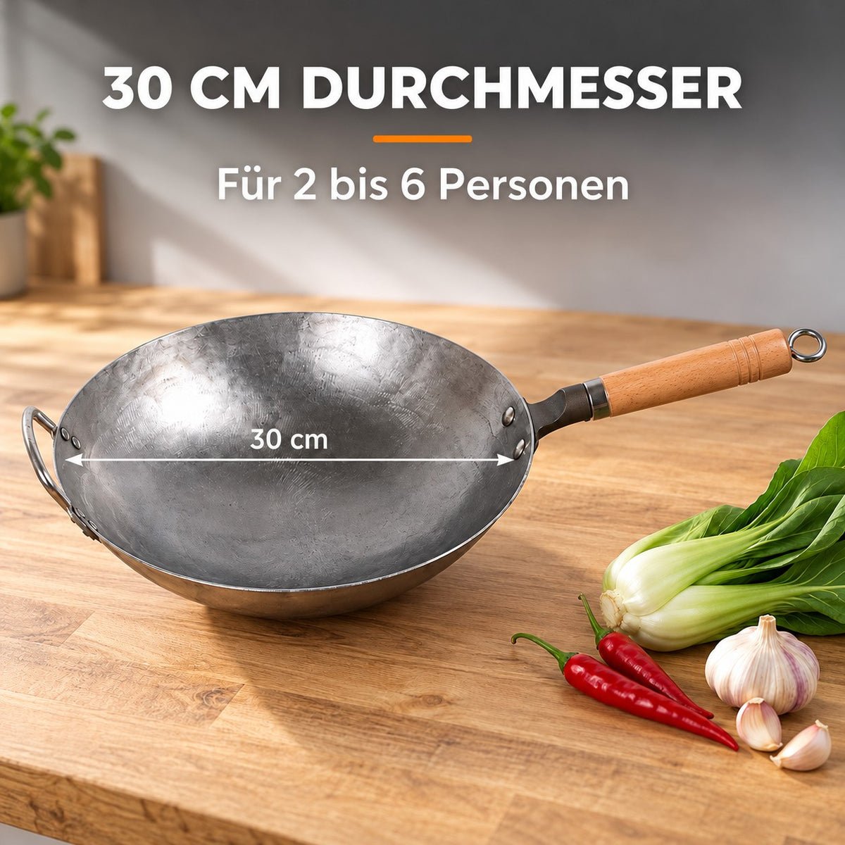Le Gassan – Echter Chinesischer Wok, 30 CM DURCHMESSER: Für 2 bis 6 Personen