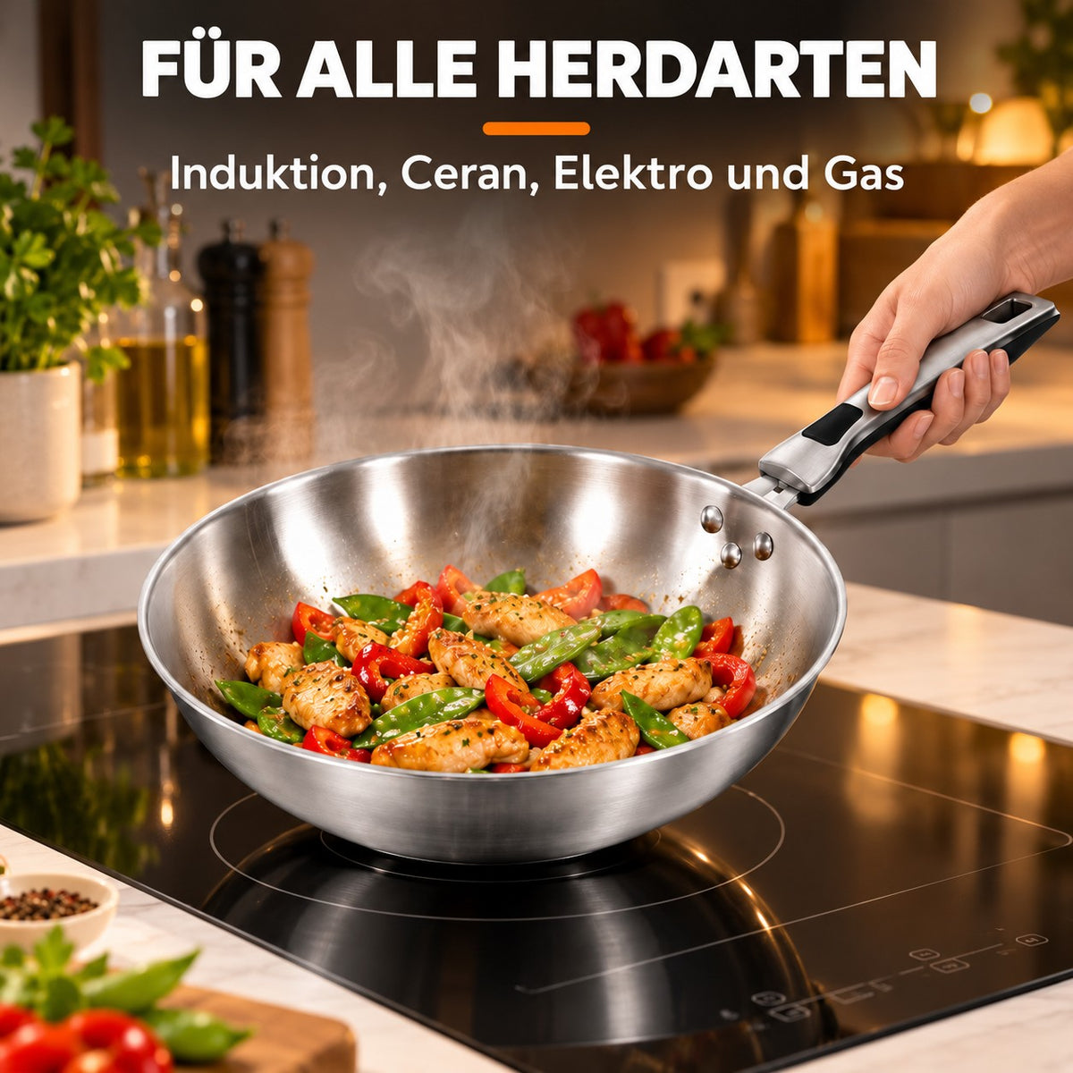 Le Shiomi – Edelstahl Wok 30 Cm, FÜR ALLE HERDARTEN: Induktion, Ceran, Elektro und Gas