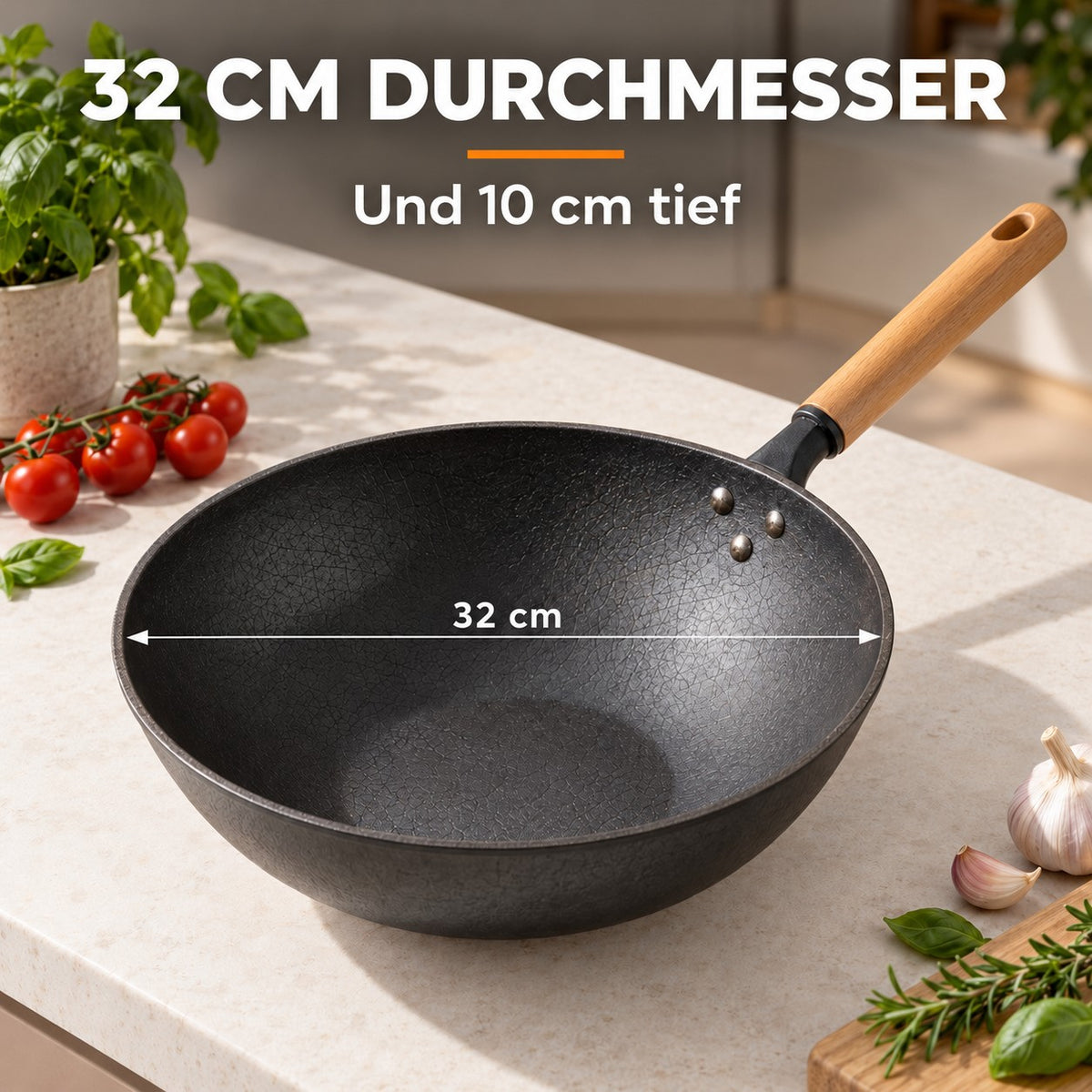 Le Kuroha – Eisen Wok Pfanne, 32 CM DURCHMESSER: Und 10 cm tief