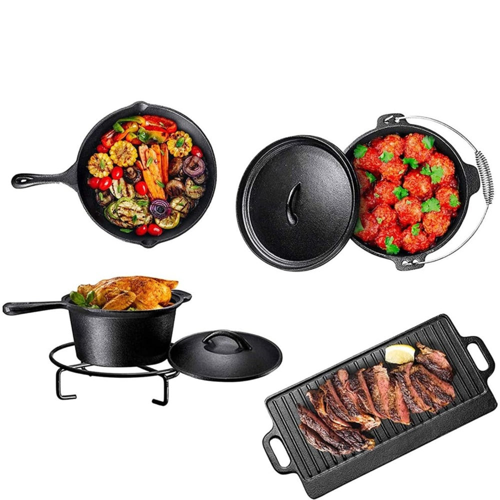 Le Kasa Gusseisen Wok beim Grillen über offener Flamme im Einsatz