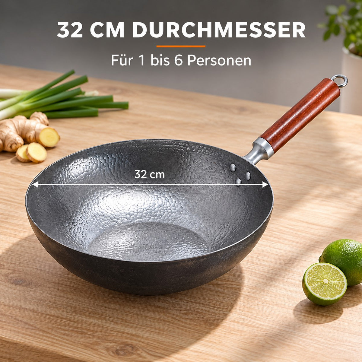 Le Senjo – Geschmiedeter Eisenwok, 32 CM DURCHMESSER: Für 1 bis 6 Personen