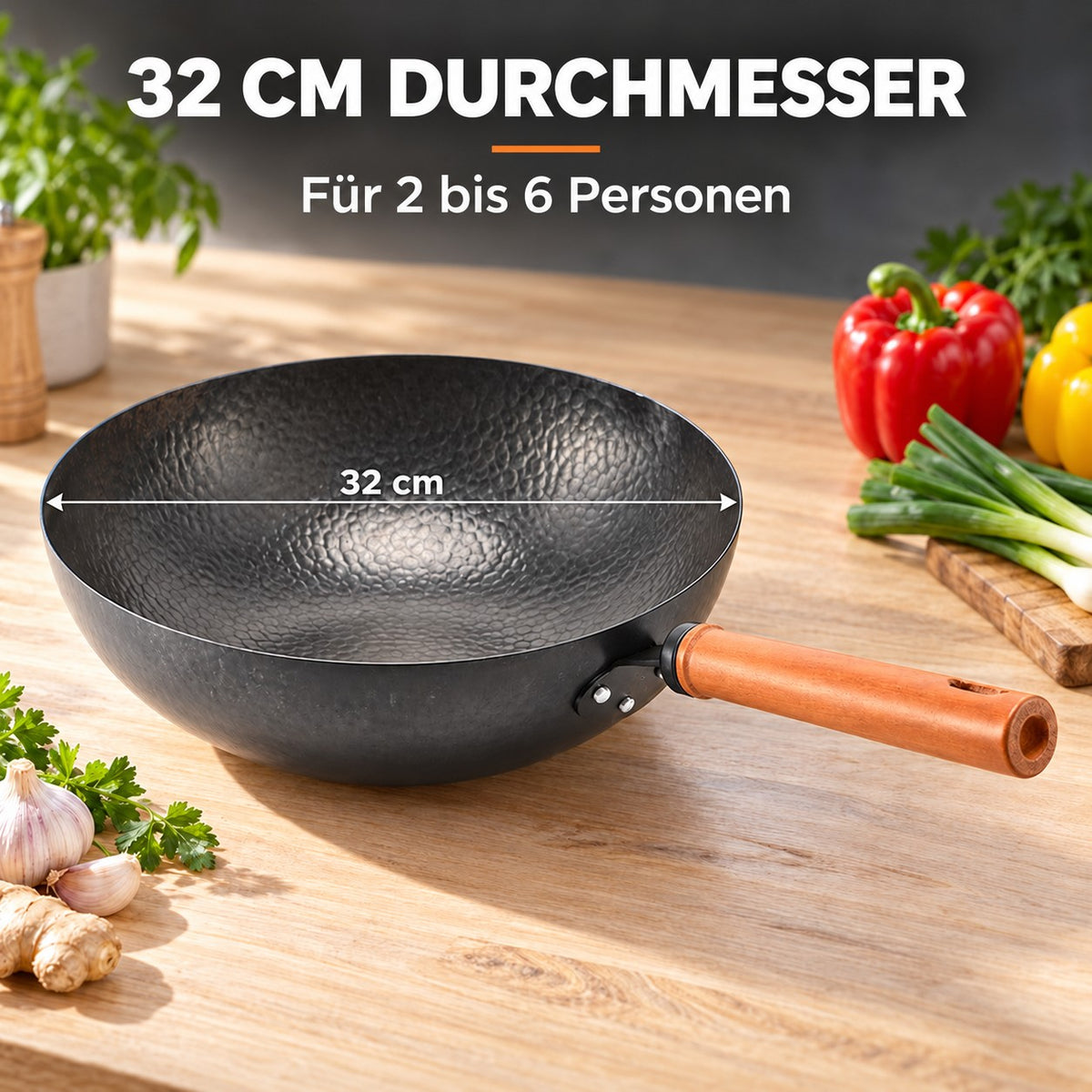 Le Daisetsu – Geschmiedeter Wok, 32 CM DURCHMESSER: Für 2 bis 6 Personen