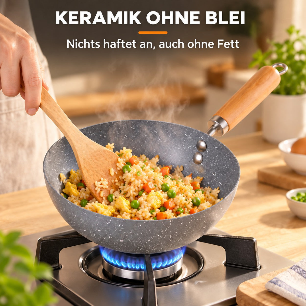 Le Sanome – Induktions Mini Wok 20 Cm, KERAMIK OHNE BLEI: Nichts haftet an, auch ohne Fett