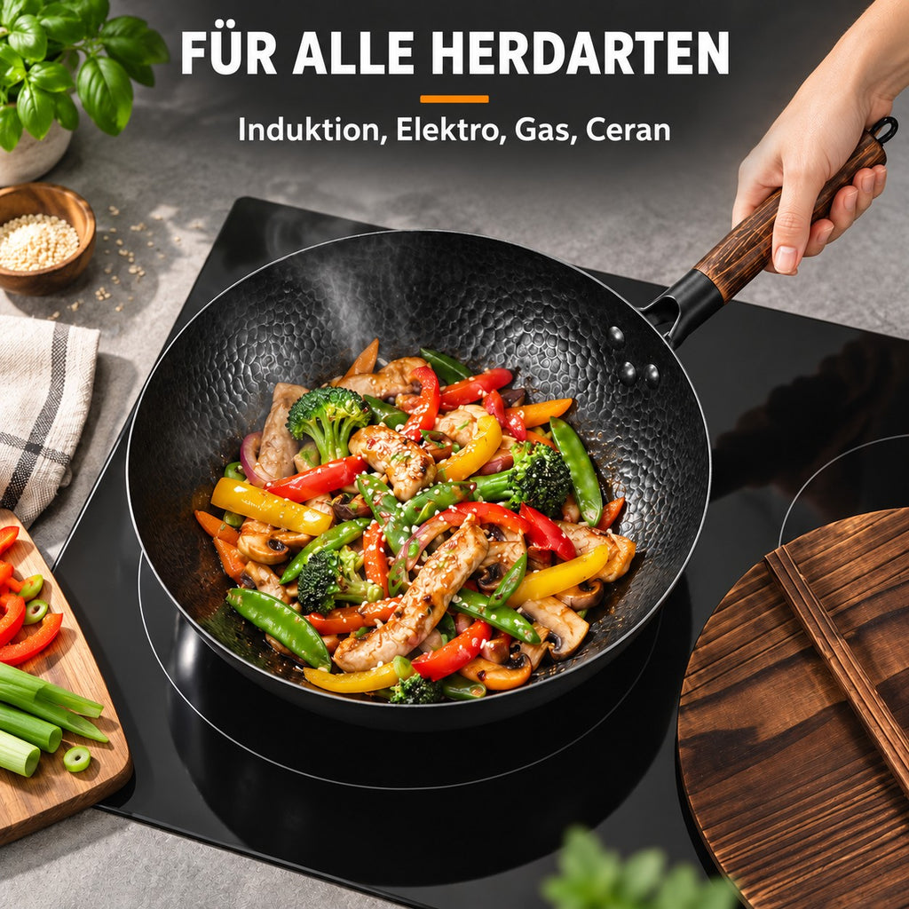 Le Miguri – Japanischer Profiwok Großformat, FÜR ALLE HERDARTEN: Induktion, Elektro, Gas, Ceran