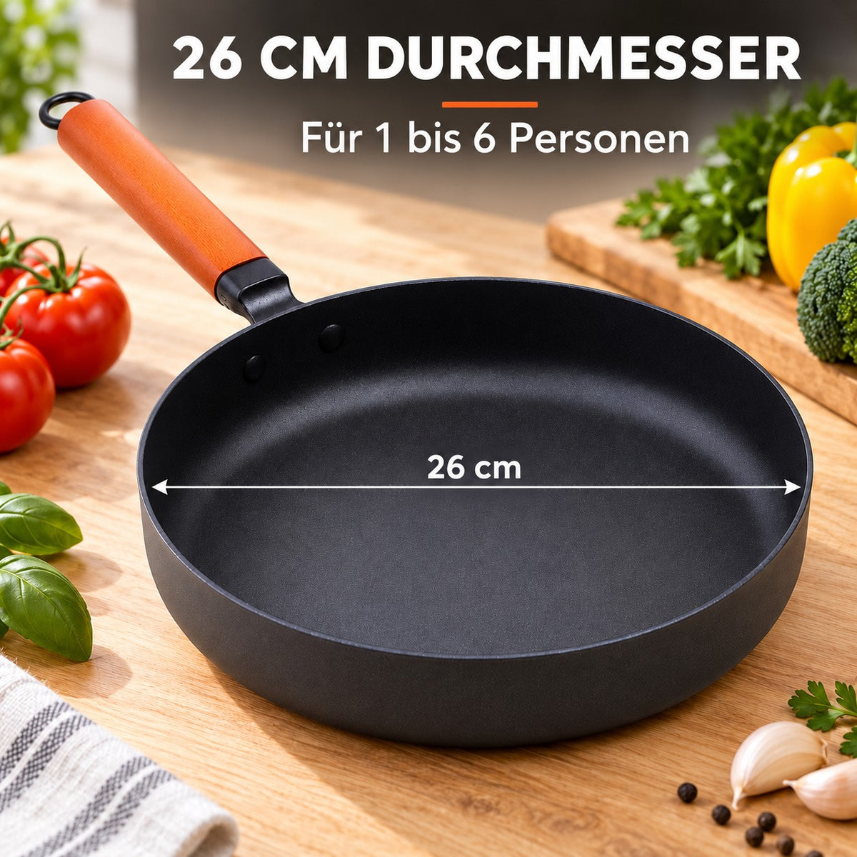 Le Takachiho – Karbonstahl Wok ohne Beschichtung, 26 CM DURCHMESSER: Für 1 bis 6 Personen