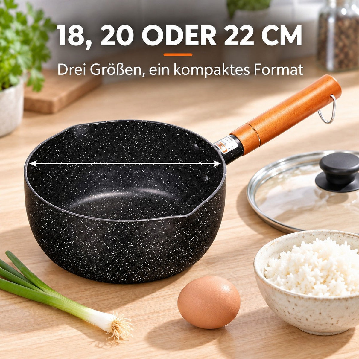 Le Kawo – Kleiner Wok mit Holzgriff, 18, 20 ODER 22 CM: Drei Größen, ein kompaktes Format