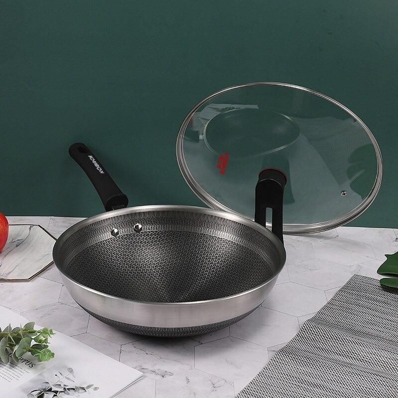 Edelstahl-Wok mit Glasdeckel