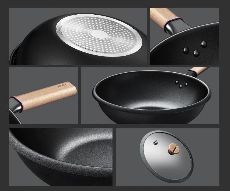 Le Amagi Wok Induktion Antihaft mit Deckel in praktischer Kombination