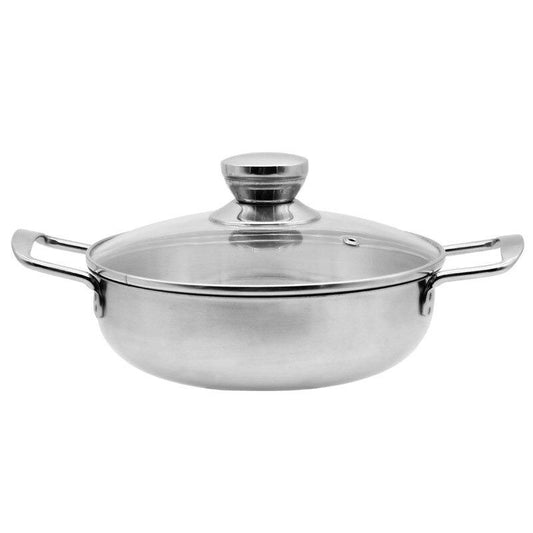 Le Daisen Wok Pfanne Edelstahl 20 cm in klarer Vorderansicht