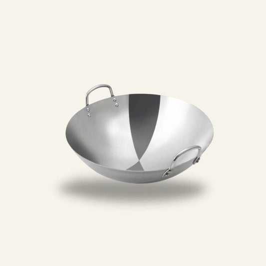 Le Hotaka Wok 30 cm aus Stahl in produktneutraler Frontansicht
