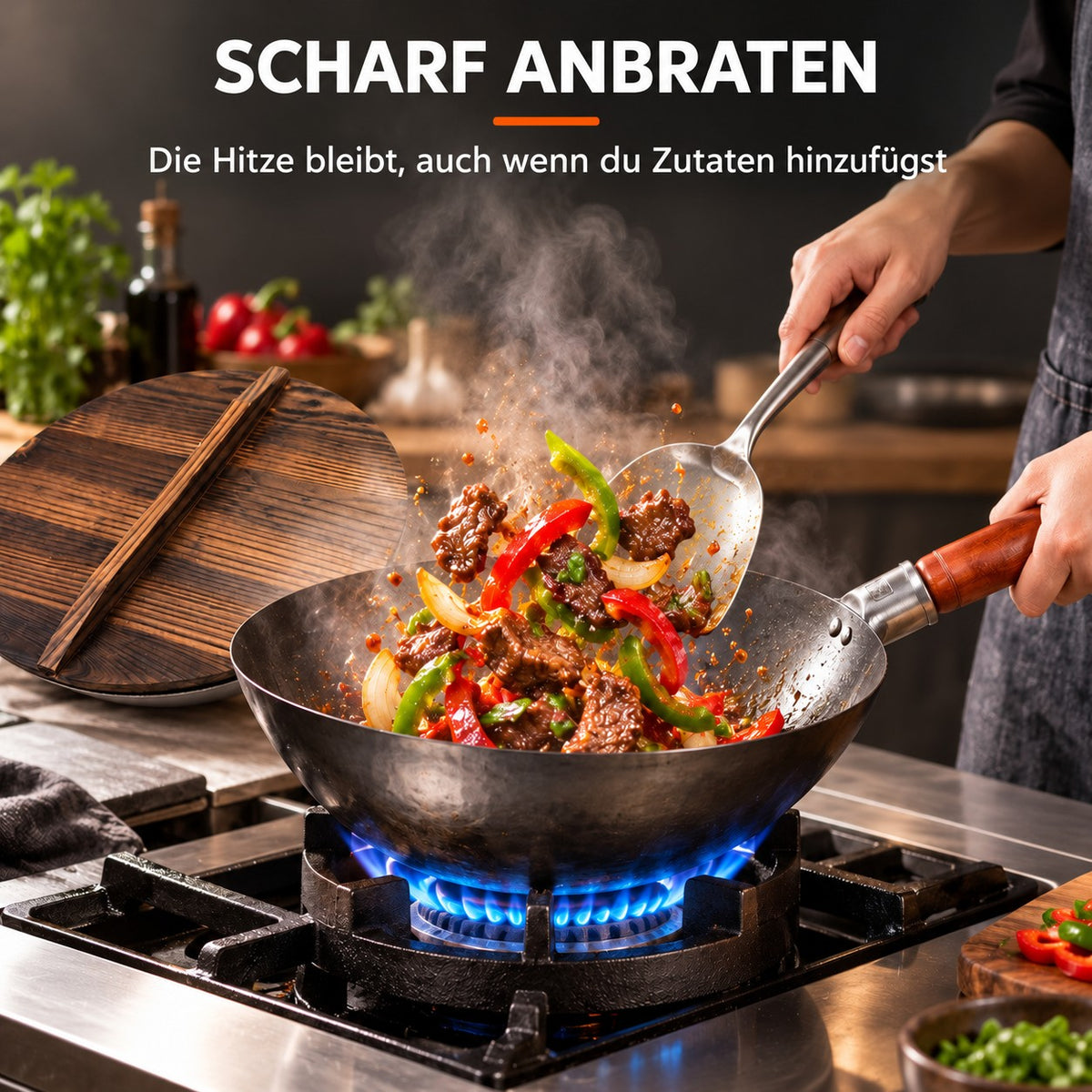Le Nasu – Wok Stahl Geschmiedet, SCHARF ANBRATEN: Die Hitze bleibt, auch wenn du Zutaten hinzufügst