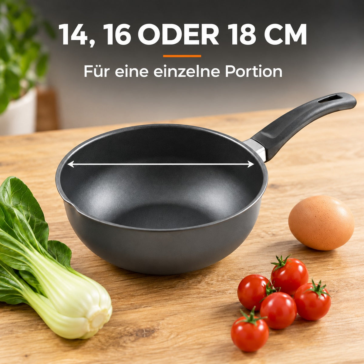 Le Yorimi – Kleiner Wok Aluminiumguss, 14, 16 ODER 18 CM: Für eine einzelne Portion