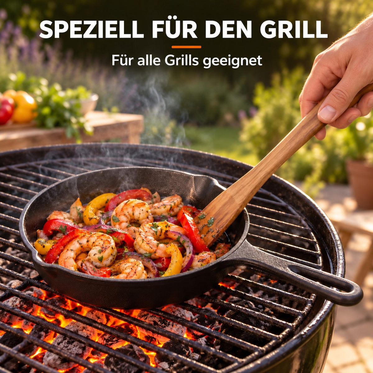 Le Kalda – Mini Wok Gusseisen, SPEZIELL FÜR DEN GRILL: Für alle Grills geeignet