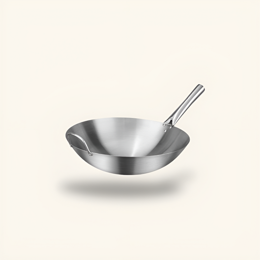 Le Asama Wok aus Carbonstahl für Gasbrenner in klassischer Vorderansicht