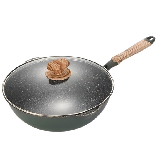 Le Tsurugi Wok 28 cm mit Keramikbeschichtung in eleganter Vorderansicht