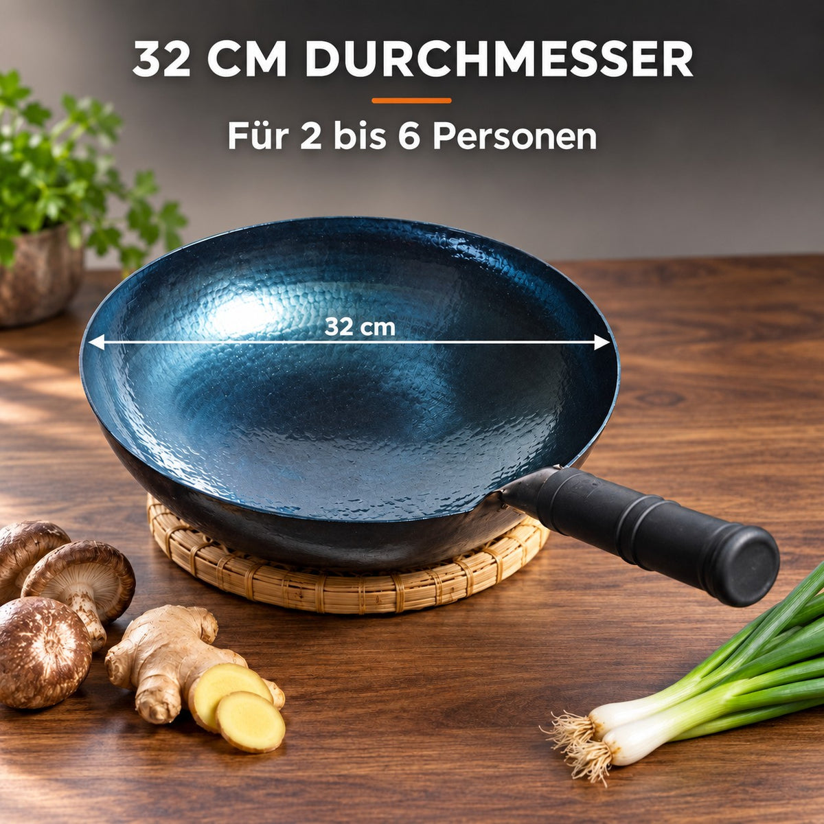 Le Fuji – Schmiedeeiserner Wok, 32 CM DURCHMESSER: Für 2 bis 6 Personen