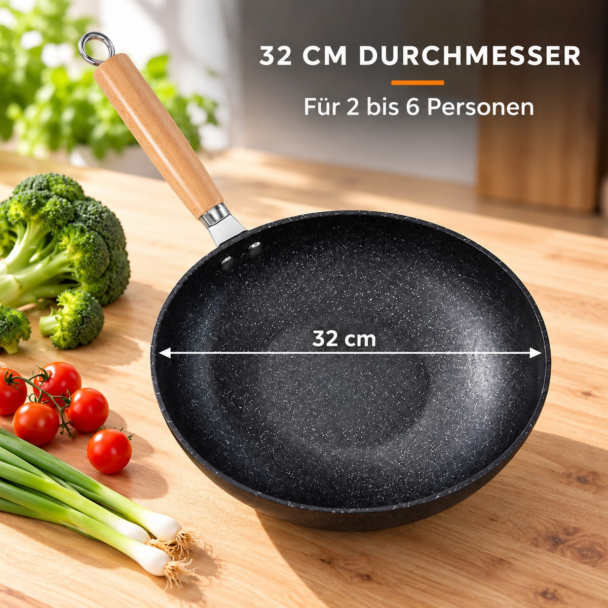Le Aino – Thermostabiler Wok, 32 CM DURCHMESSER: Für 2 bis 6 Personen